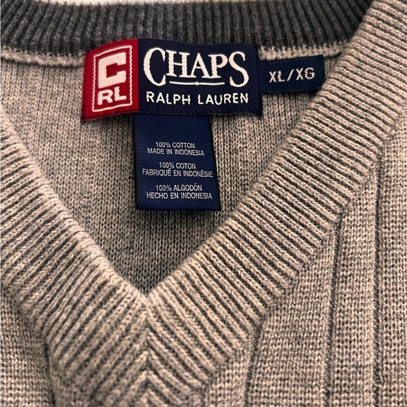 Ralph Lauren Chaps Men’s Light Gray Sweater Vest XL 100% Cotton - Picture 2 of 4